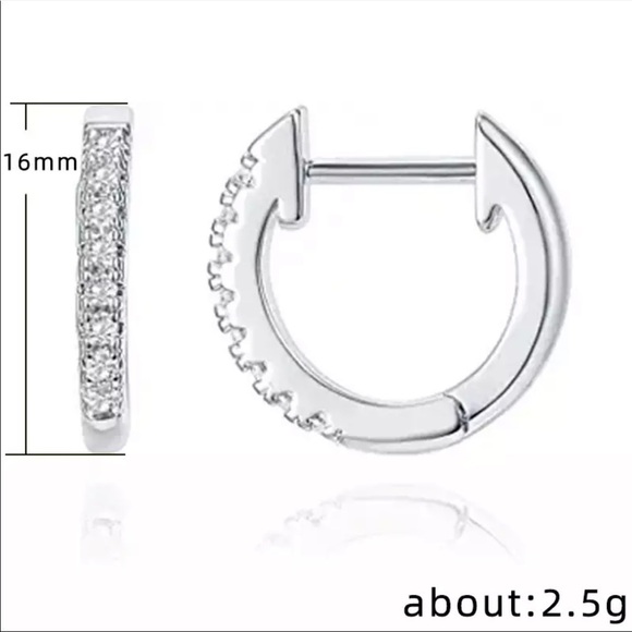 𝅺NEW 14k Gold/Silver/Rose Gold Plated CZ Hoop Earrings - Picture 4 of 14